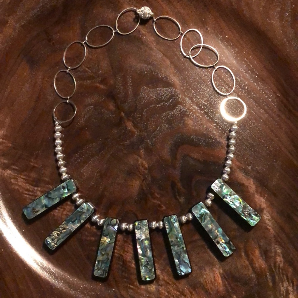 Abalone & silver plated necklace